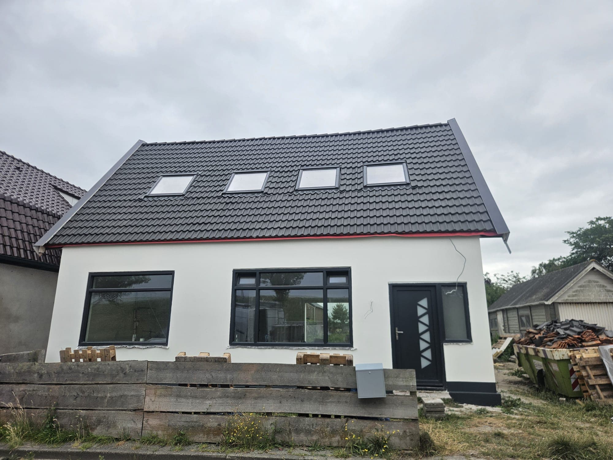 Dakwerk van dichtbij tijdens een renovatie